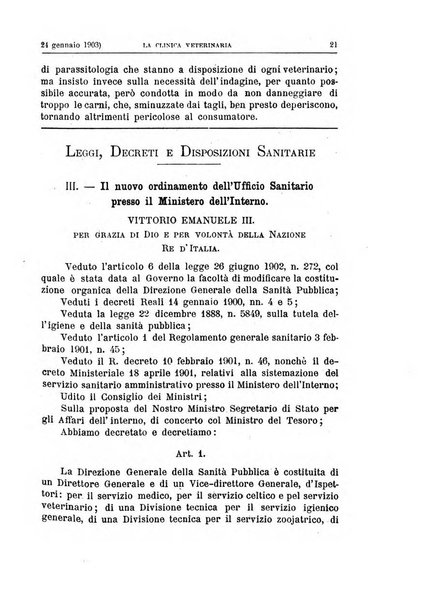 La clinica veterinaria rivista di medicina e chirurgia pratica degli animali domestici