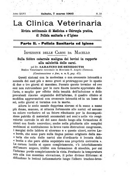 La clinica veterinaria rivista di medicina e chirurgia pratica degli animali domestici