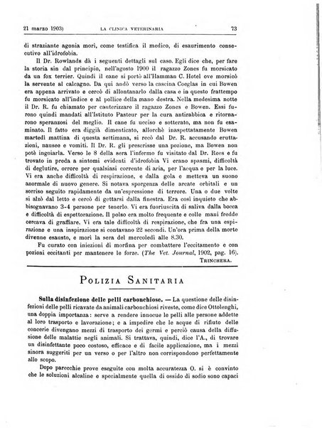 La clinica veterinaria rivista di medicina e chirurgia pratica degli animali domestici