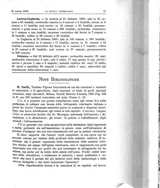 La clinica veterinaria rivista di medicina e chirurgia pratica degli animali domestici