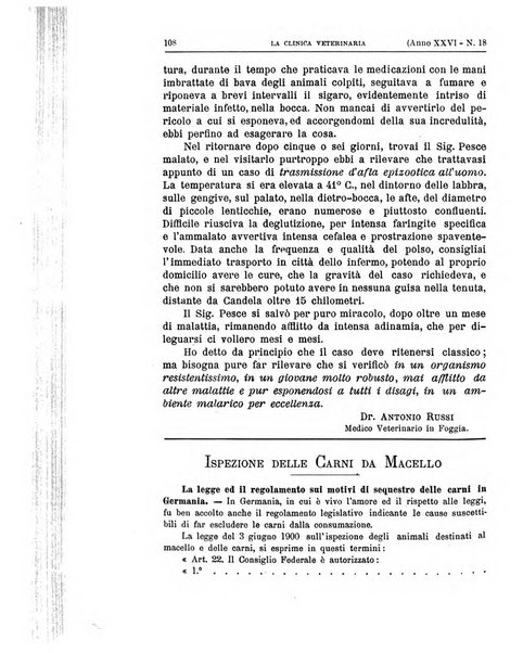 La clinica veterinaria rivista di medicina e chirurgia pratica degli animali domestici