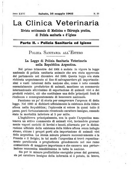 La clinica veterinaria rivista di medicina e chirurgia pratica degli animali domestici