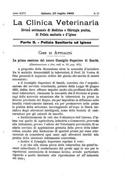 La clinica veterinaria rivista di medicina e chirurgia pratica degli animali domestici