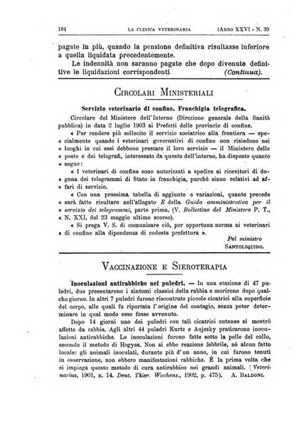 La clinica veterinaria rivista di medicina e chirurgia pratica degli animali domestici