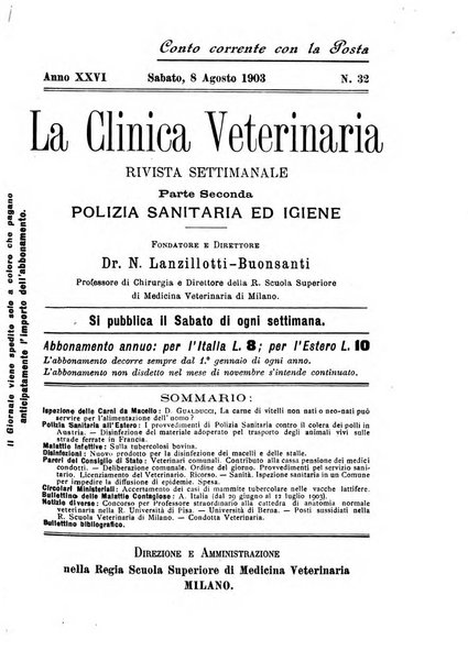 La clinica veterinaria rivista di medicina e chirurgia pratica degli animali domestici