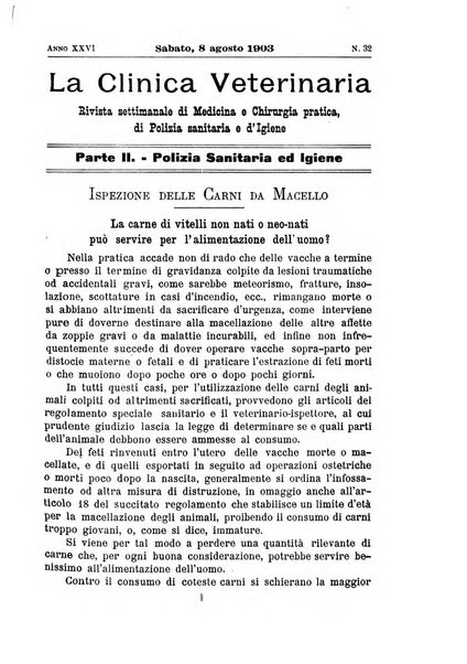 La clinica veterinaria rivista di medicina e chirurgia pratica degli animali domestici