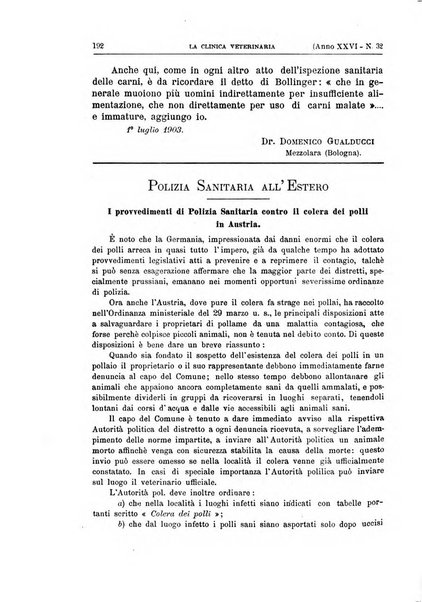 La clinica veterinaria rivista di medicina e chirurgia pratica degli animali domestici