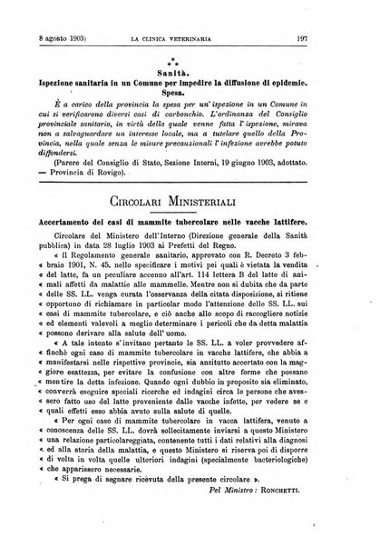 La clinica veterinaria rivista di medicina e chirurgia pratica degli animali domestici