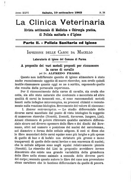 La clinica veterinaria rivista di medicina e chirurgia pratica degli animali domestici