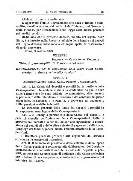 La clinica veterinaria rivista di medicina e chirurgia pratica degli animali domestici