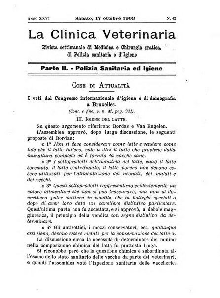 La clinica veterinaria rivista di medicina e chirurgia pratica degli animali domestici