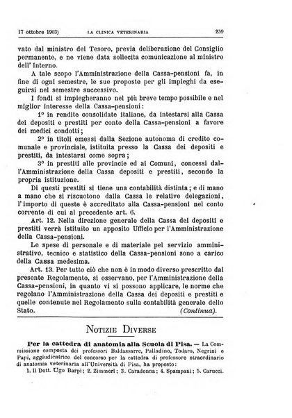 La clinica veterinaria rivista di medicina e chirurgia pratica degli animali domestici