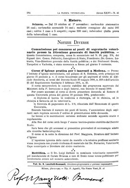 La clinica veterinaria rivista di medicina e chirurgia pratica degli animali domestici