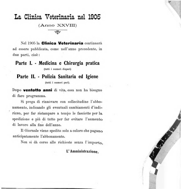 La clinica veterinaria rivista di medicina e chirurgia pratica degli animali domestici