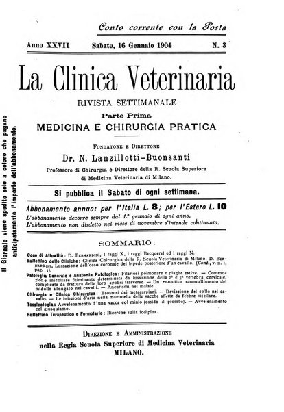 La clinica veterinaria rivista di medicina e chirurgia pratica degli animali domestici