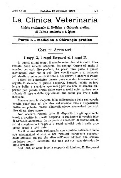 La clinica veterinaria rivista di medicina e chirurgia pratica degli animali domestici