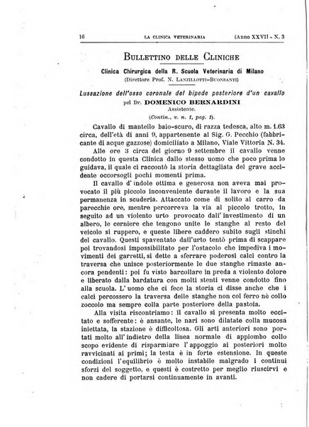 La clinica veterinaria rivista di medicina e chirurgia pratica degli animali domestici