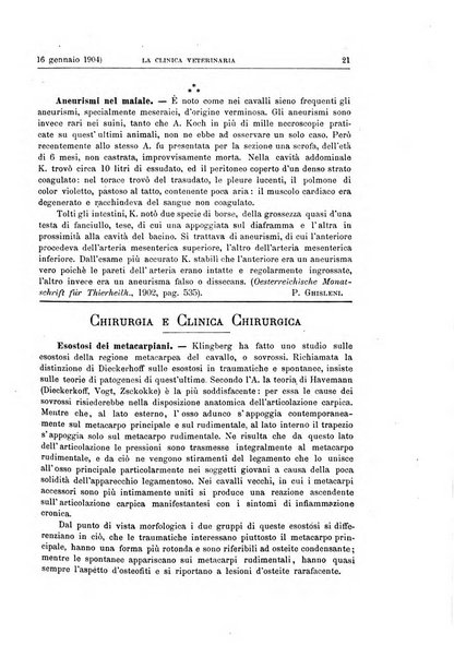 La clinica veterinaria rivista di medicina e chirurgia pratica degli animali domestici