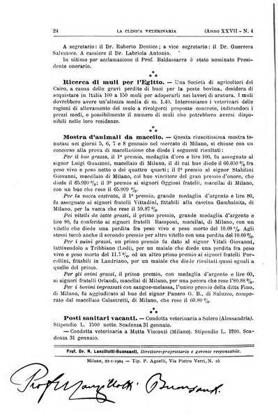 La clinica veterinaria rivista di medicina e chirurgia pratica degli animali domestici