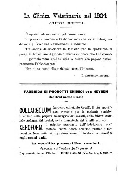 La clinica veterinaria rivista di medicina e chirurgia pratica degli animali domestici