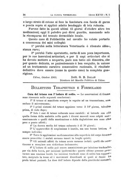 La clinica veterinaria rivista di medicina e chirurgia pratica degli animali domestici