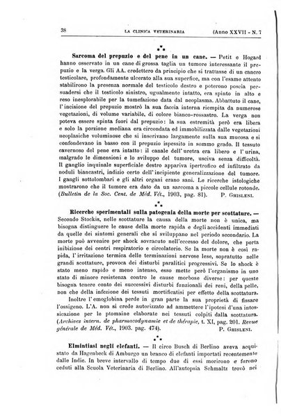 La clinica veterinaria rivista di medicina e chirurgia pratica degli animali domestici