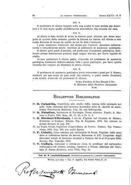 La clinica veterinaria rivista di medicina e chirurgia pratica degli animali domestici