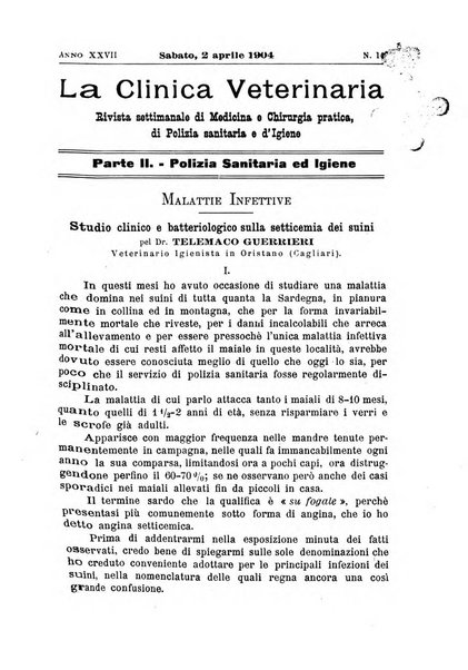 La clinica veterinaria rivista di medicina e chirurgia pratica degli animali domestici