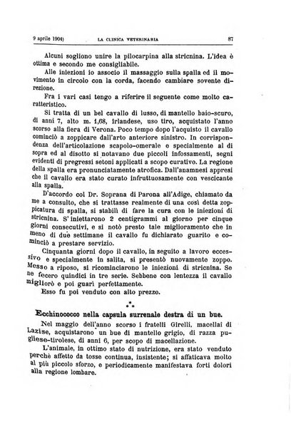 La clinica veterinaria rivista di medicina e chirurgia pratica degli animali domestici