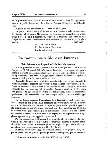 La clinica veterinaria rivista di medicina e chirurgia pratica degli animali domestici