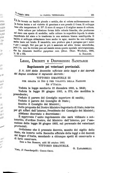 La clinica veterinaria rivista di medicina e chirurgia pratica degli animali domestici