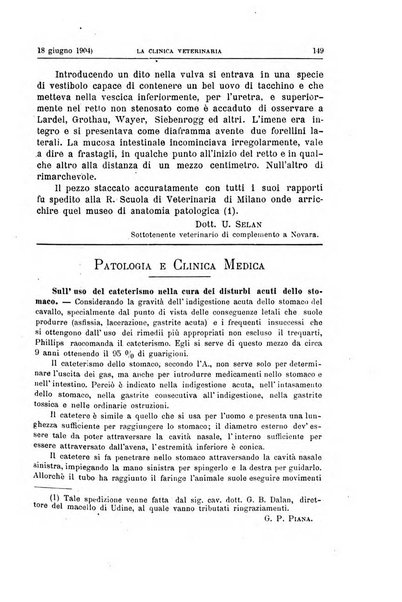 La clinica veterinaria rivista di medicina e chirurgia pratica degli animali domestici