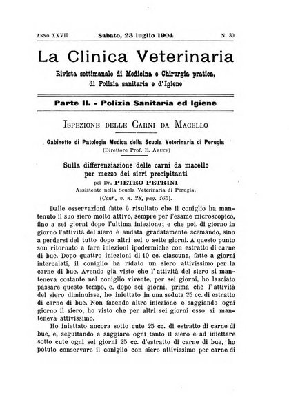 La clinica veterinaria rivista di medicina e chirurgia pratica degli animali domestici