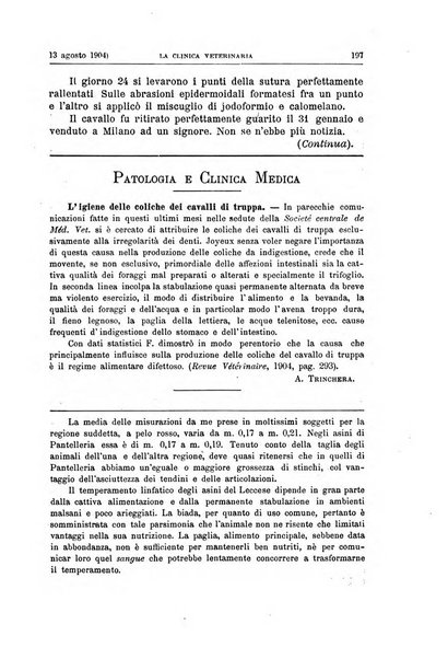 La clinica veterinaria rivista di medicina e chirurgia pratica degli animali domestici