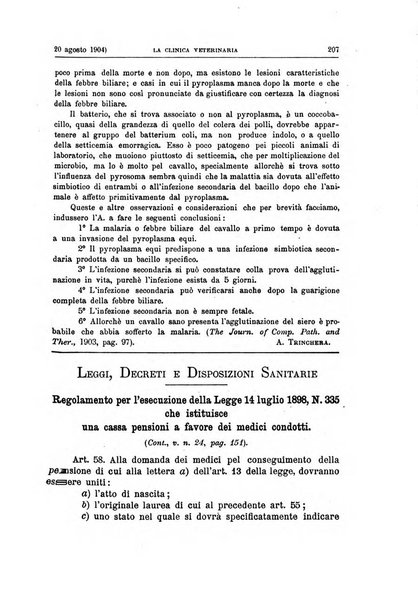 La clinica veterinaria rivista di medicina e chirurgia pratica degli animali domestici