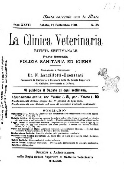 La clinica veterinaria rivista di medicina e chirurgia pratica degli animali domestici