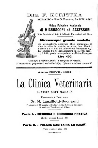 La clinica veterinaria rivista di medicina e chirurgia pratica degli animali domestici