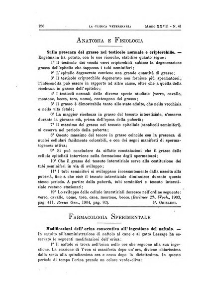 La clinica veterinaria rivista di medicina e chirurgia pratica degli animali domestici