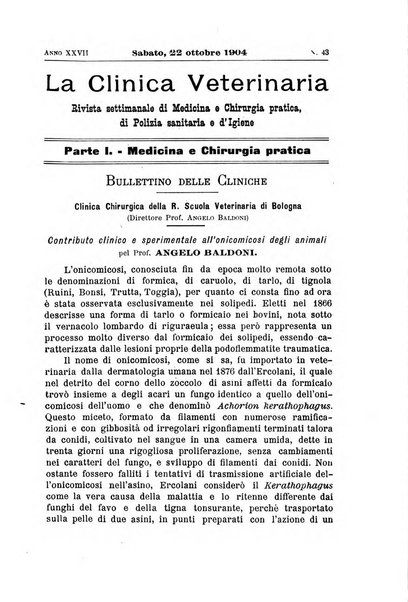 La clinica veterinaria rivista di medicina e chirurgia pratica degli animali domestici