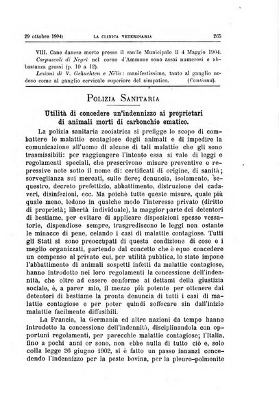 La clinica veterinaria rivista di medicina e chirurgia pratica degli animali domestici