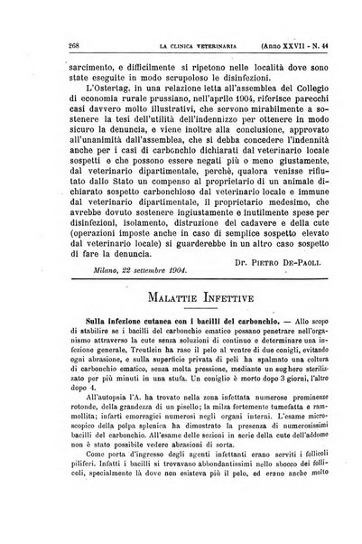 La clinica veterinaria rivista di medicina e chirurgia pratica degli animali domestici