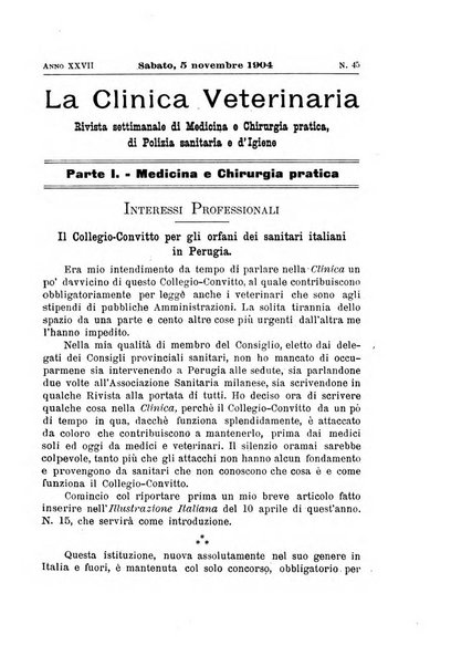 La clinica veterinaria rivista di medicina e chirurgia pratica degli animali domestici