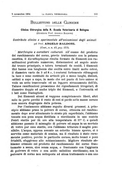 La clinica veterinaria rivista di medicina e chirurgia pratica degli animali domestici