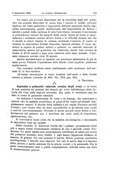 La clinica veterinaria rivista di medicina e chirurgia pratica degli animali domestici