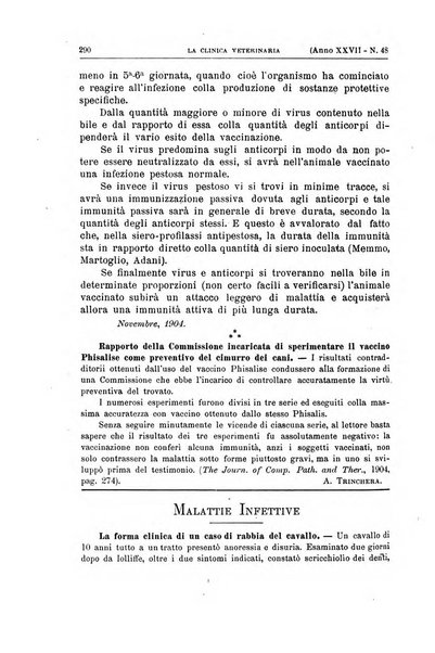 La clinica veterinaria rivista di medicina e chirurgia pratica degli animali domestici