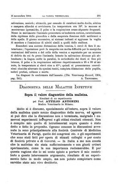 La clinica veterinaria rivista di medicina e chirurgia pratica degli animali domestici