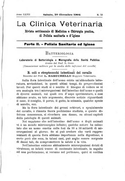 La clinica veterinaria rivista di medicina e chirurgia pratica degli animali domestici