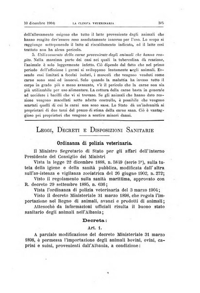 La clinica veterinaria rivista di medicina e chirurgia pratica degli animali domestici