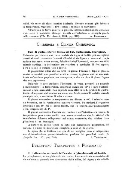 La clinica veterinaria rivista di medicina e chirurgia pratica degli animali domestici