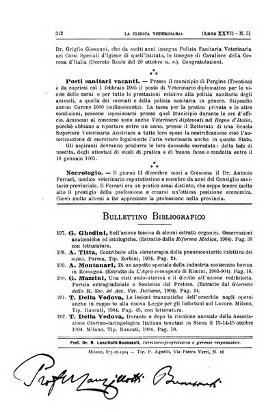 La clinica veterinaria rivista di medicina e chirurgia pratica degli animali domestici